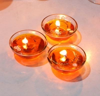 iHandikart Handicrafts Handmade wax Tealight Candles (Smokeless, Set of 3) - Orange, Wax, Pack of3